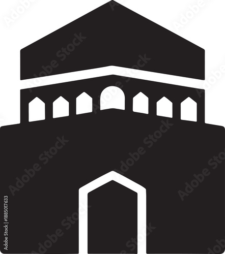 Kaaba Sharif Silhouette, Holy Kaaba Vector Icon