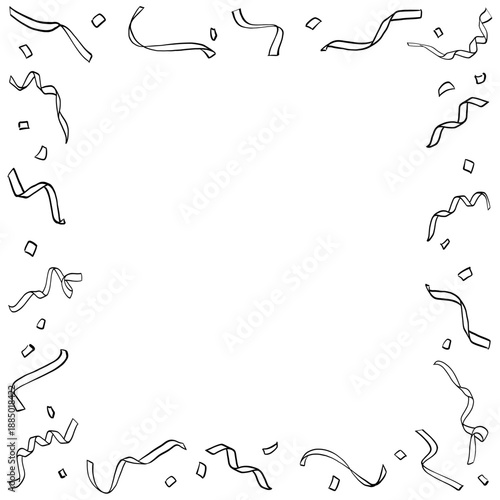 クラッカーのフレーム　線画　正方形