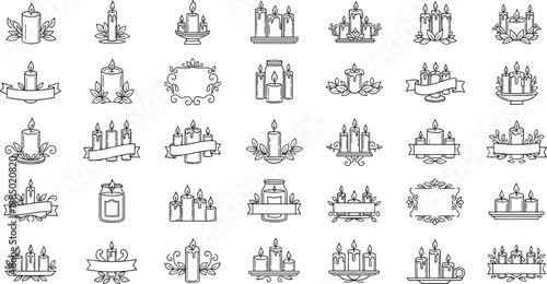 Candle and floral decorative elements for festive occasions