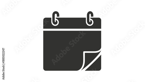 Simple dark calendar icon design showing a flipped page corner
