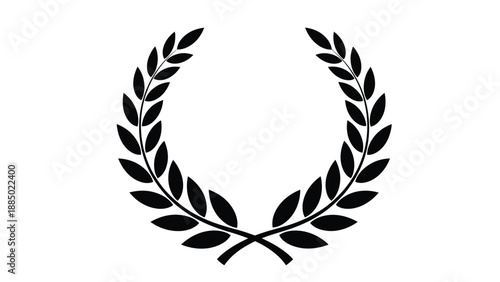 Classic black and white laurel wreath symbol of victory and honor
