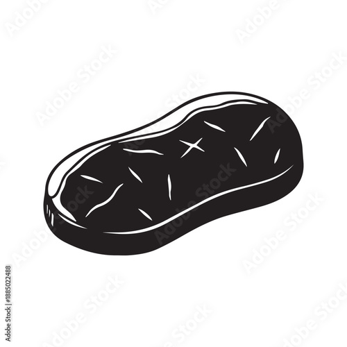 Beef Steak Icon Vector Glyph. Raw Meat Cut Silhouette with Fat Marbling. Grilled Food Symbol for BBQ Menu or Butcher Shop Logo Design.
