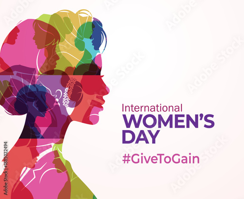 International Women's Day concept background. #GiveToGain Women Equality Day Concept.
