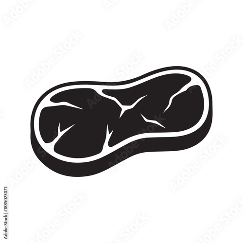 Beef Steak Icon Vector Glyph. Raw Meat Cut Silhouette with Fat Marbling. Grilled Food Symbol for BBQ Menu or Butcher Shop Logo Design.
