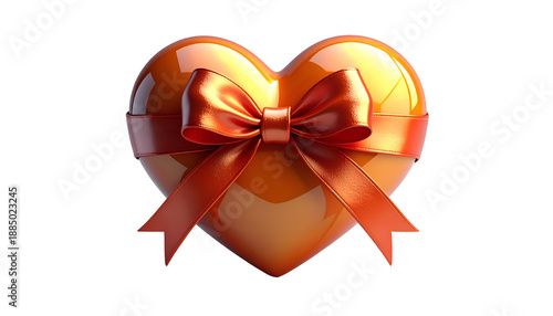 Golden Heart Shaped Gift Box with Ribbon.