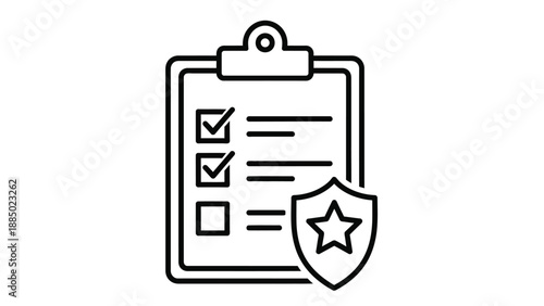 Security checklist icon with completed tasks and protection shield symbol