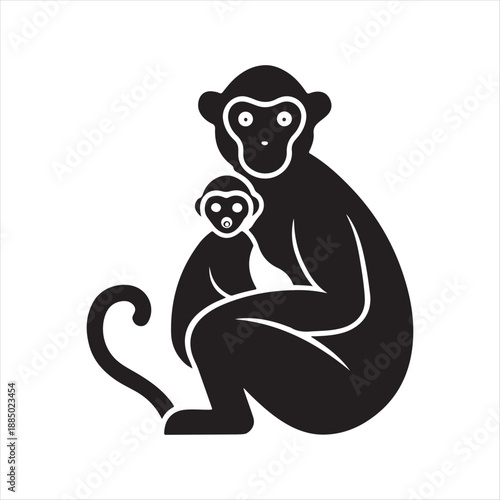 Monkey vector silhouette illustration design concept set collection idea