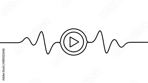 Simple black and white line icon representing audio playback and waveform