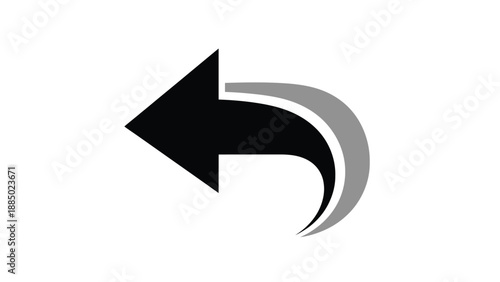 Simple black and grey curved undo arrow icon pointing backwards left