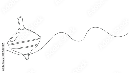 Simple one line drawing depicts a spinning top toy with movement