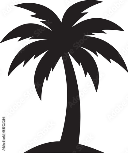 Palm Tree Silhouette Vector, Tropical Palm Tree Black Icon