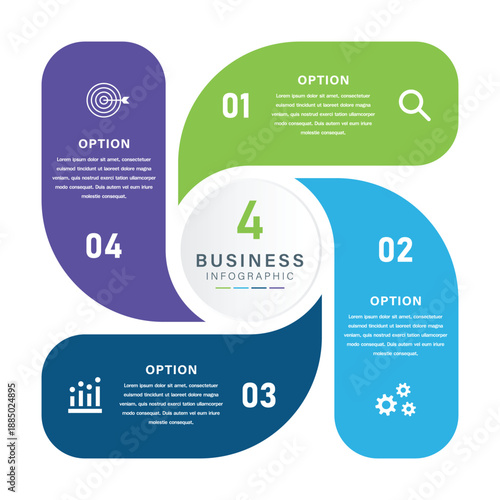 Circular 4 Option Business Infographic Template