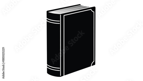 Simple black and white icon design of a closed classic hardcover book