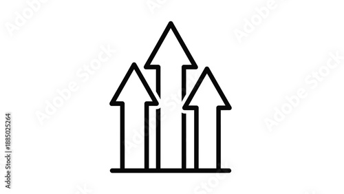 Three upward pointing arrows indicating significant business growth trajectory icon