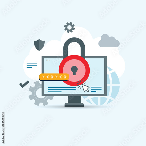Global data security, personal data security, cyber data security online. Internet security, information privacy. Protection idea. 