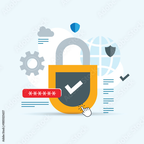 Global data security, personal data security, cyber data security online. Internet security, information privacy. Protection idea. 