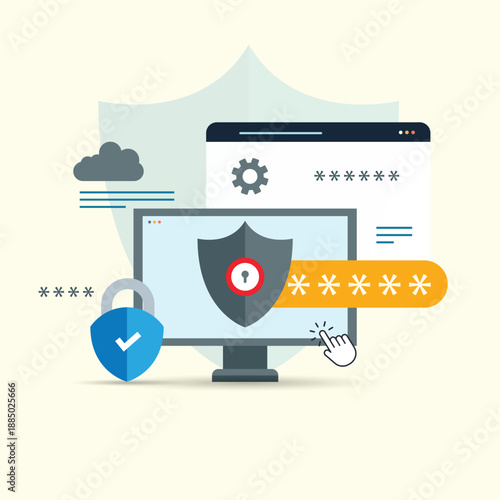 Global data security, personal data security, cyber data security online. Internet security, information privacy. Protection idea. 