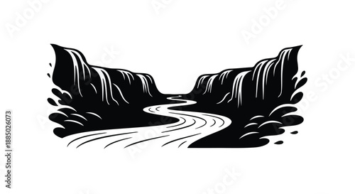 Majestic river carving through dramatic canyon walls under a bright sky