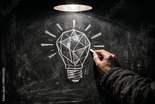 Hand Drawing Idea Bulb on the blackboard