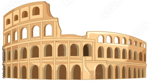 Vector Illustration of the Ancient Roman Colosseum Amphitheater on White Background