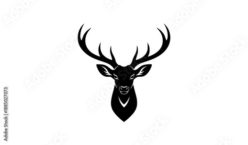 Deer Head Silhouette Vector Illustration in Minimal Wildlife Logo Style