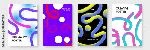 Clean minimalist floating liquid poster design with contemporary color flow and simple geometric accents for modern projects