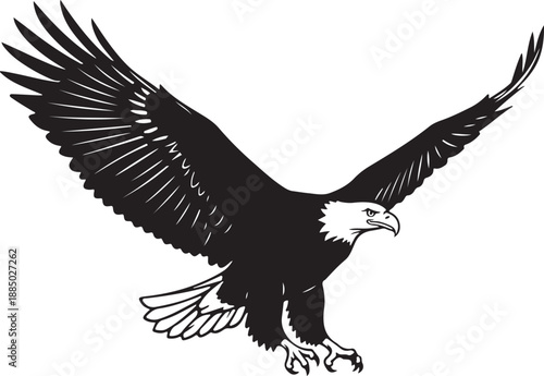 Black Eagle Silhouette Icon Flying Eagle Wildlife Symbol Isolated