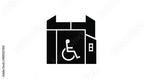 Modern accessible elevator with wheelchair symbol and floor indicator