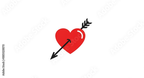 Red heart pierced by black arrow symbol