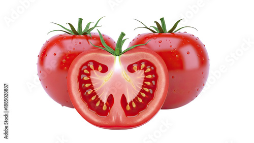 Fresh Red Tomatoes with Water Droplets