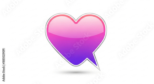Pink and purple heart speech bubble icon with gradient effect