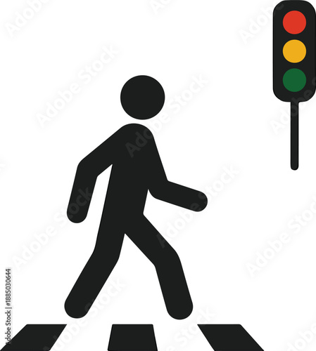 Pedestrian Crossing Sign Vector Illustration on White Background