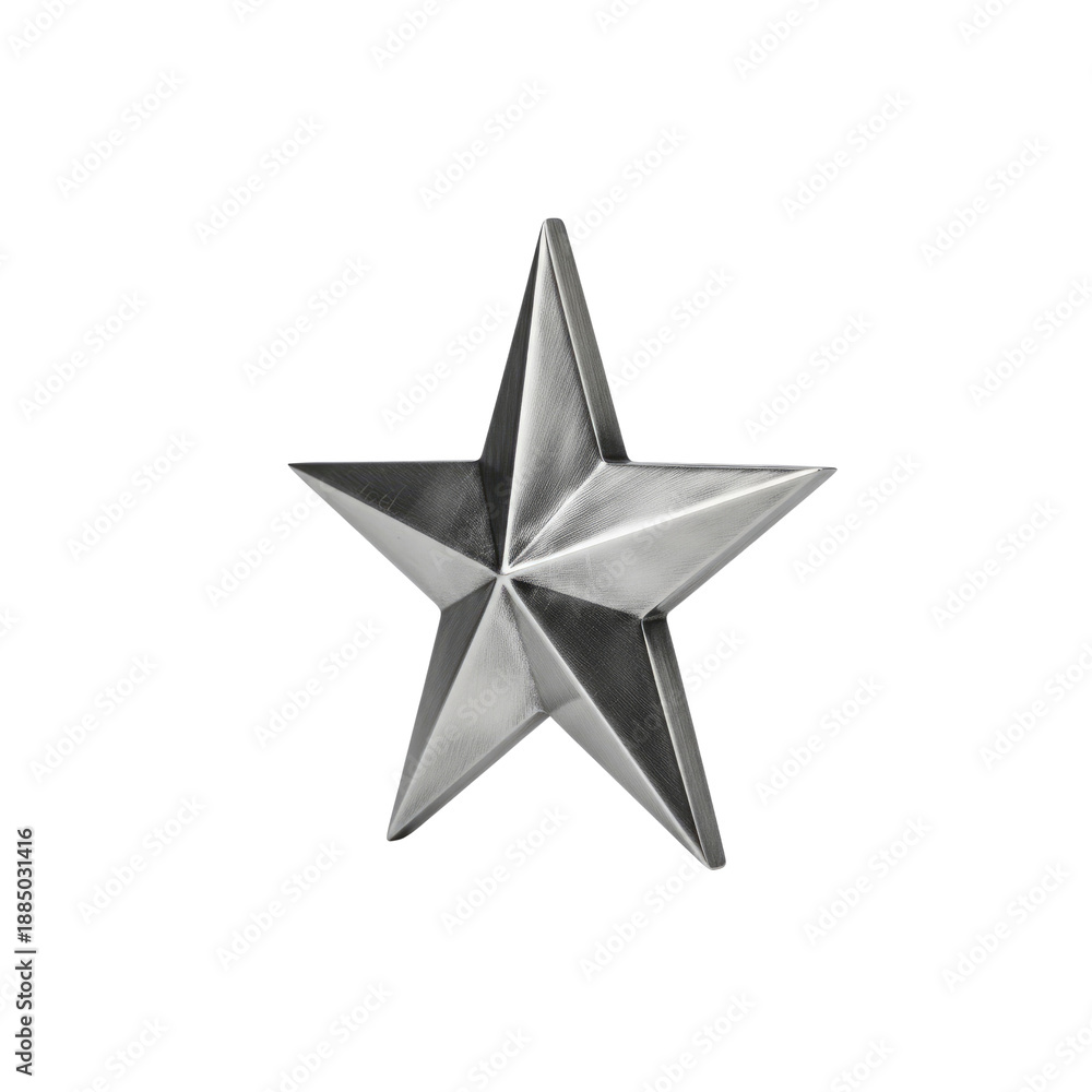 Fototapeta premium Silver Metal Star Isolated on Transparent Background