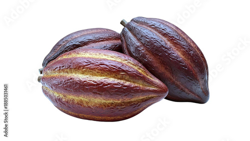 Three Ripe Cocoa Pods