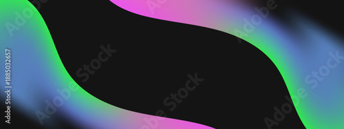 Vibrant colorful organic shapes flowing on both sides of a black area