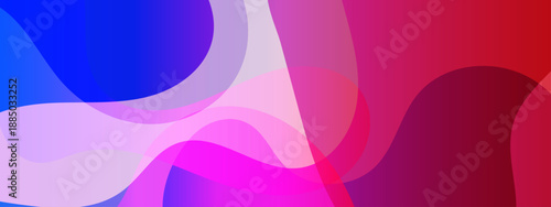 A dynamic composition of flowing blue and magenta liquid shapes overlapping with transparency