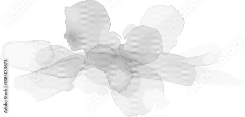 Abstract monochrome silhouette of a human profile intertwined with soft watercolor forms isolated on transparent background, Vector