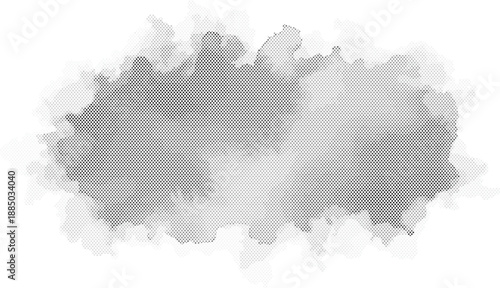 Grayscale watercolor splash with halftone dot texture on a white background isolated on transparent background, Vector