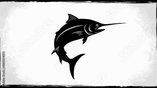 Silhouette of a Marlin fish jumping out of water.