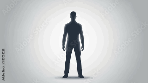 Silhouette of a man standing against a bright background.