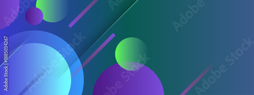 Modern digital composition featuring dark blue gradients and glowing geometric circles with diagonal light streaks