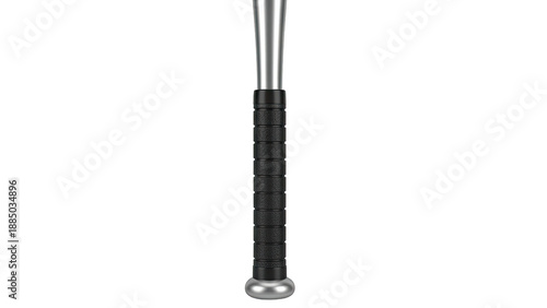 Close-up of a Metal Baseball Bat Handle with Black Grip