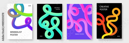 Elegant bundle of 3D flowing tubes with soft gradients and minimalist aesthetic for premium branding and print media