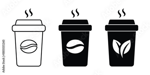 Paper coffee cup icon vector on white background