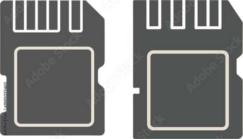 Digital SD memory card vector illustration set for data storage flash drive technology and photography video recording equipment