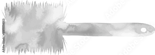 Grayscale illustration of a household cleaning brush with a unique texture isolated on transparent background, Vector