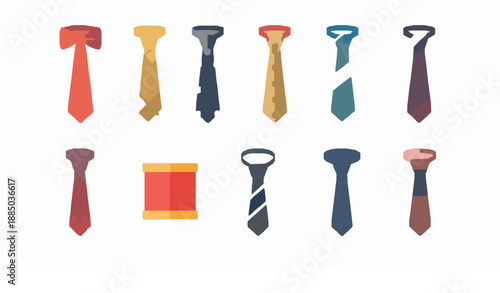Fashion necktie flat icons set vector for style and apparel design