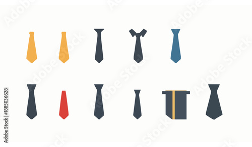 Uniform and professional necktie flat icons set vector for web design