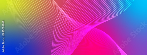 Colorful transition background featuring sophisticated white wireframe waves and smooth color flow