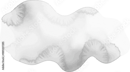 Abstract grayscale watercolor splash with halftone texture on a white background isolated on transparent background, Vector